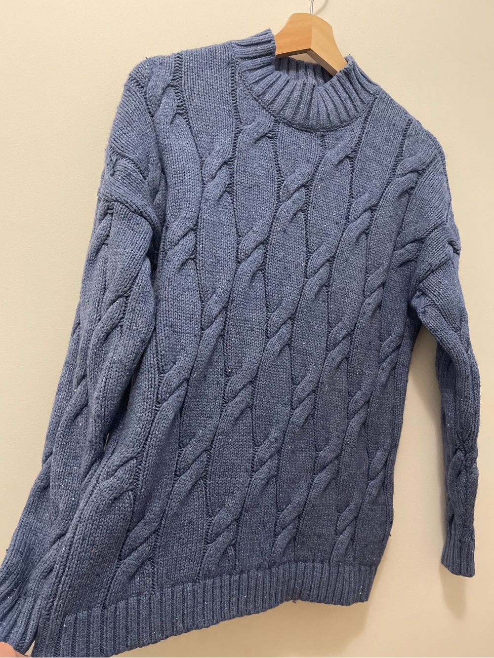 Lands' End Women's Cable Crew Sweater - Slate Blue